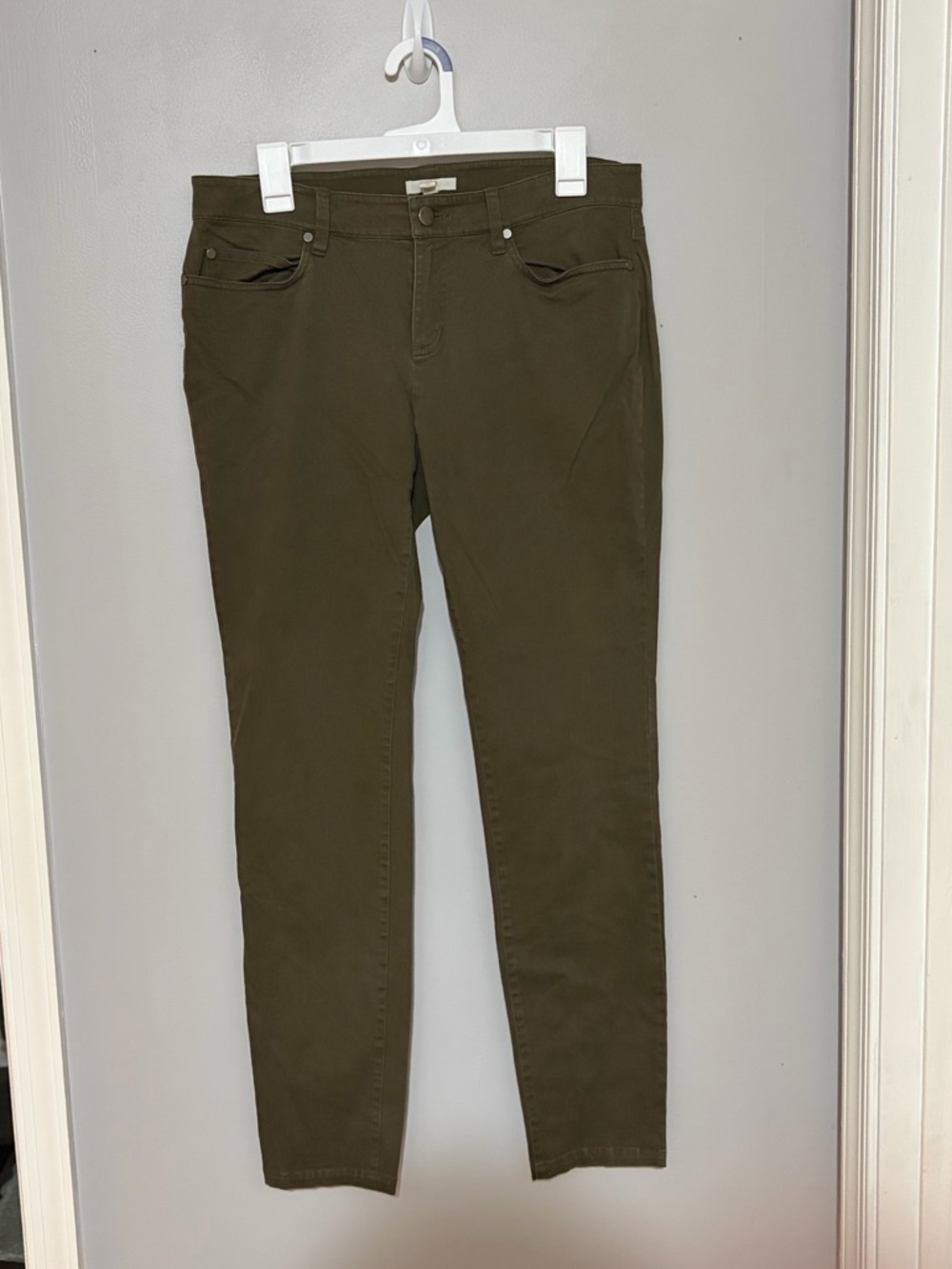 Eileen Fisher Olive Green Stretch Ankle Pants Size 10
